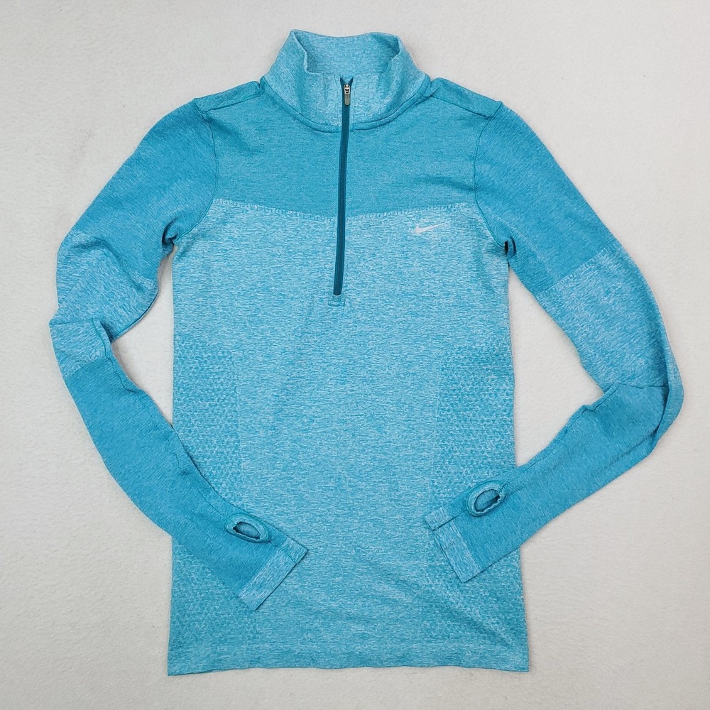 Nike Running Pullover Womens Medium Half Zip Thumbholes Reflective Compression